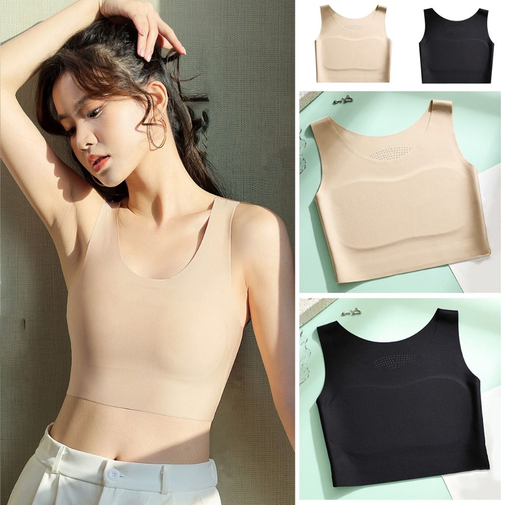 Plunge Bra Push Up - Damski bezszwowy biustonosz z jedwabiu lodowego,